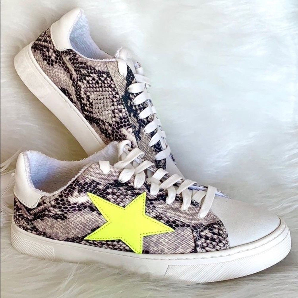 Steve Madden Snake Print White Sneakers
